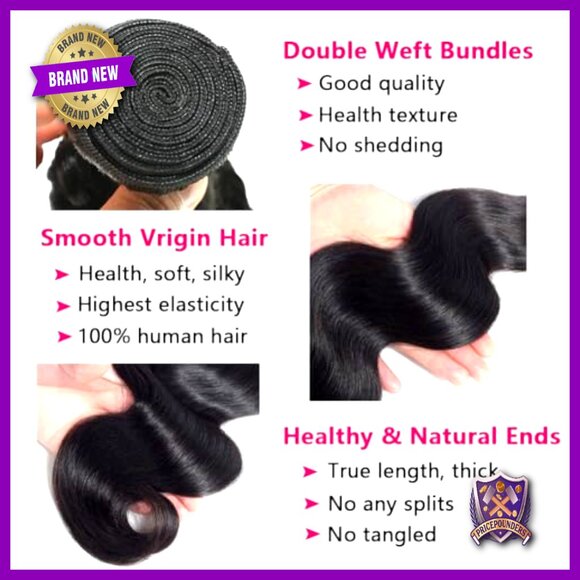Brazilian Body Wave Hair Bundles with 5x5 Lace Closure, 100% Human Hair main image 5